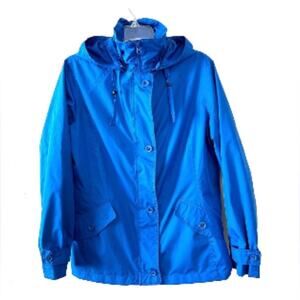 Lands’ End Rain Windbreaker Hooded Royal Blue Jacket Women’s Size XS (4-6)